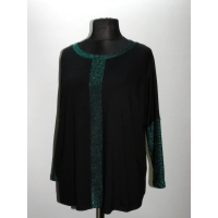 Bluzka Linda czarna z błyszczącymi zielonymi wstawkami